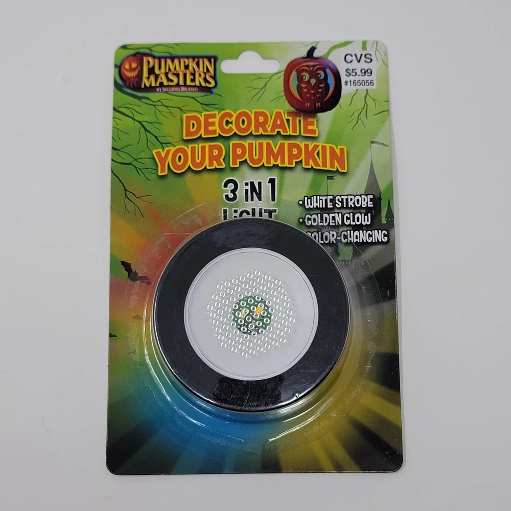 Pumpkin Masters Xtreme Strobe Color Changing Black Puck Light Halloween‎ 2 pk